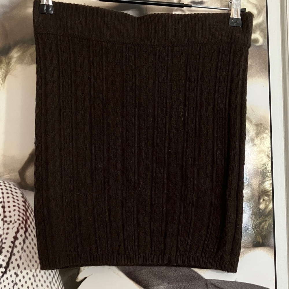 Suzy Shier Dark Brown Knit Pencil Skirt